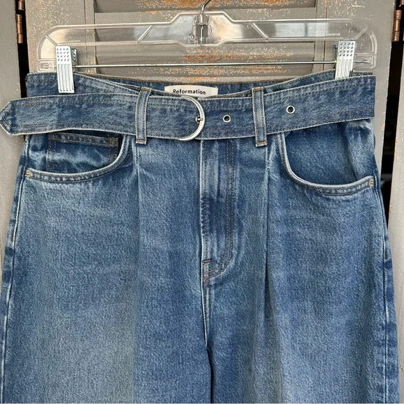 Reformation Dree Belted Baggy Wide Leg Jeans Sz 27 - Picture 4 of 15